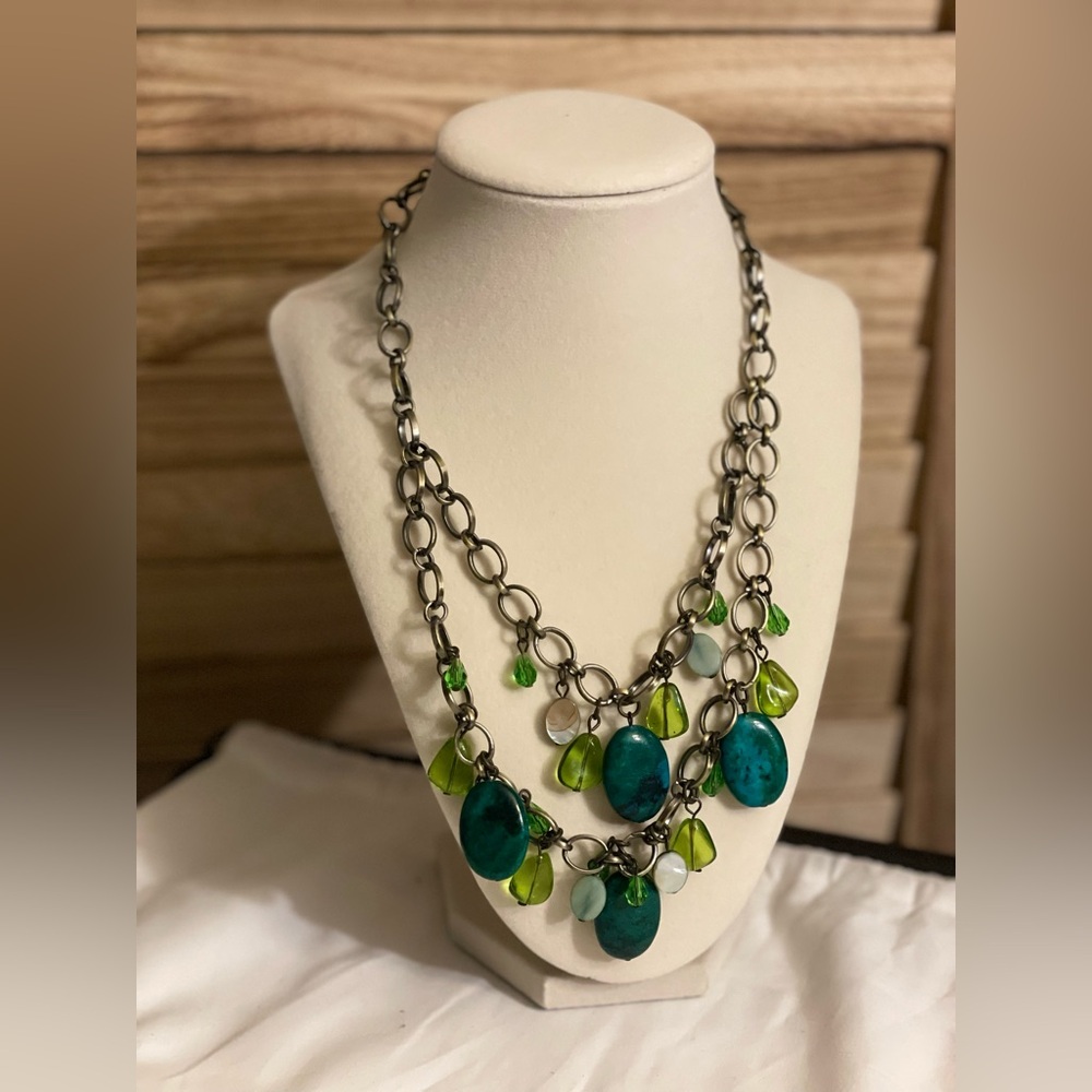 Green Blue & Silver Necklace